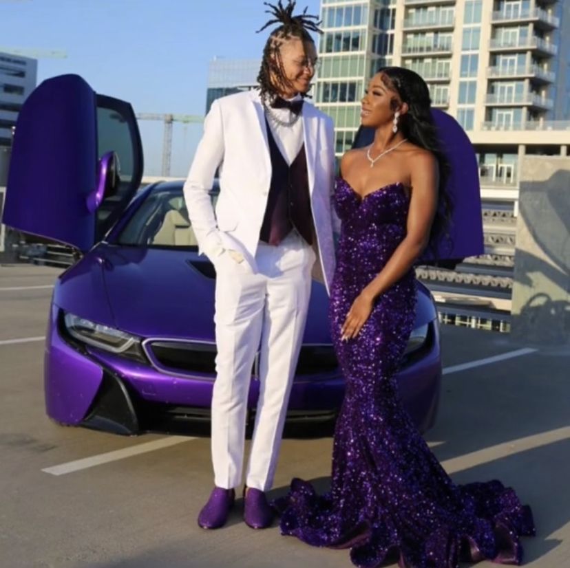Classic Mermaid Strapless Purple Sequins Long Black Gilrs Teens Evening Prom Dresses N2166