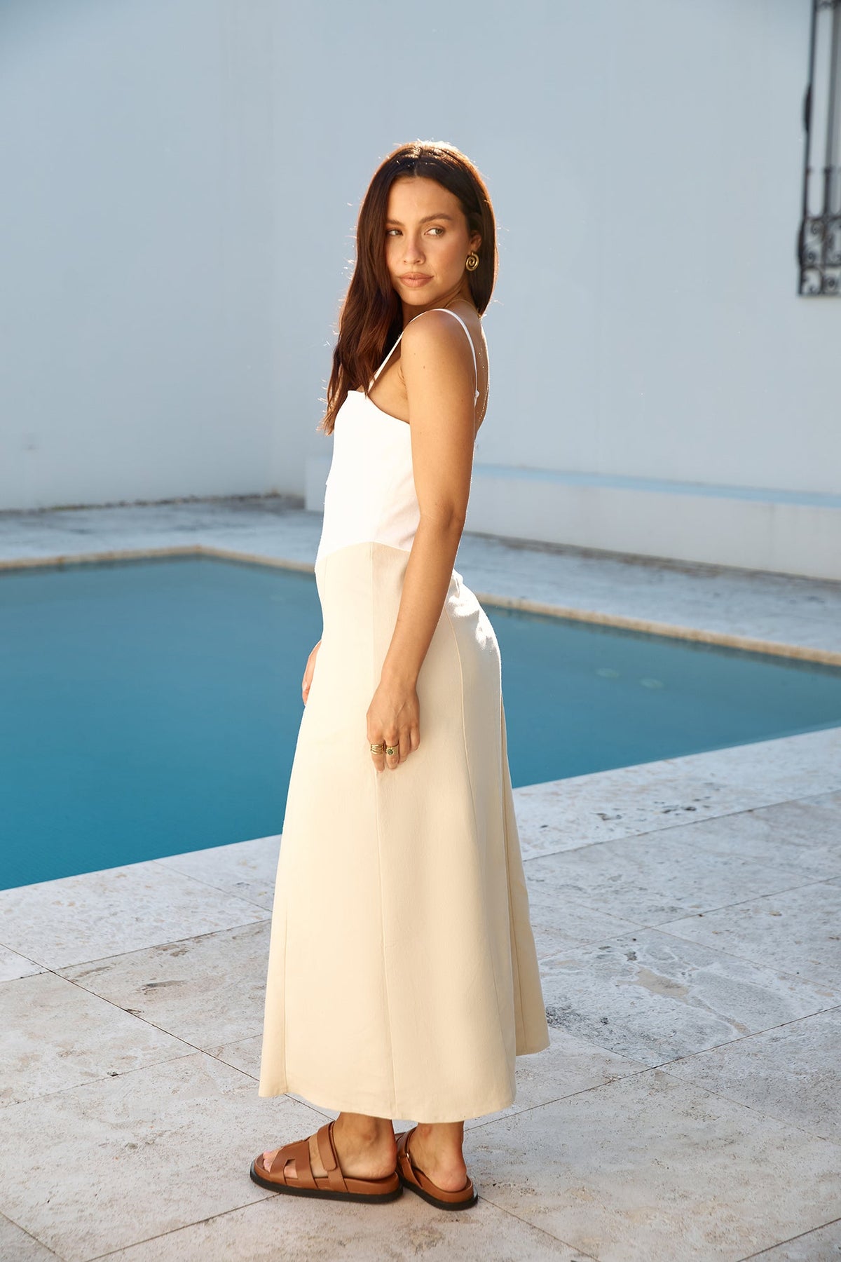 Brunch Date Midi Dress Beige