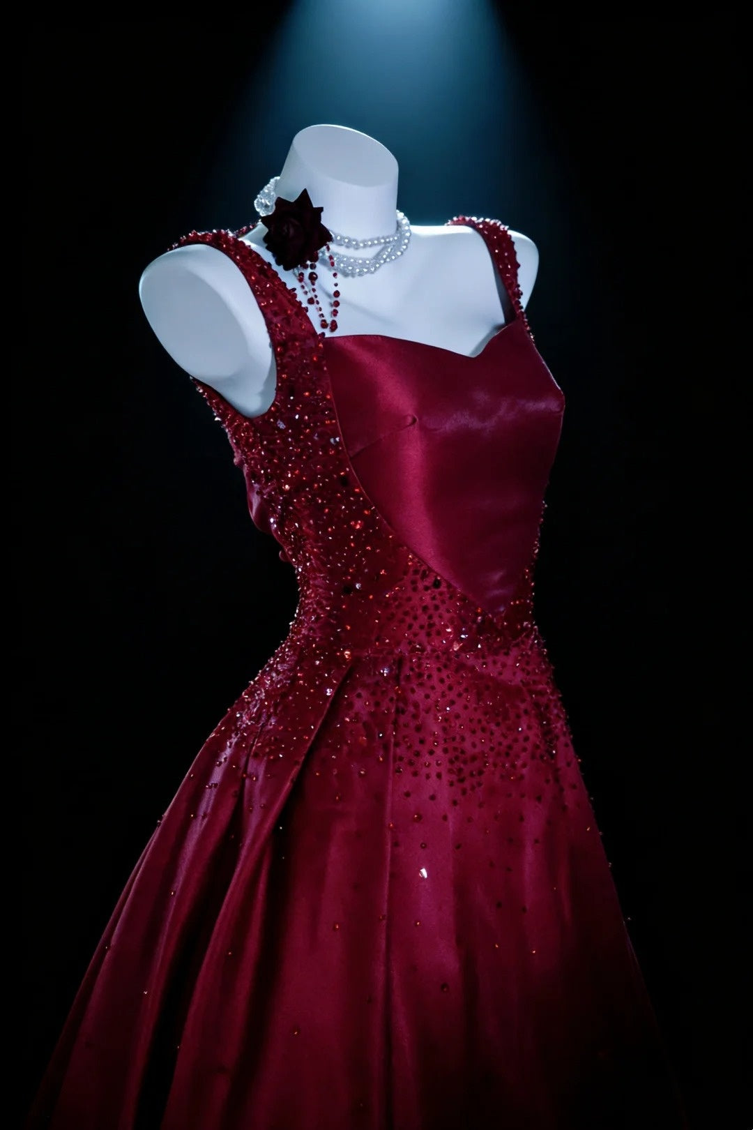 Modest Prom Dresses Ball Gown Sweetheart Burgundy With Beads Long Quince Dress N2961
