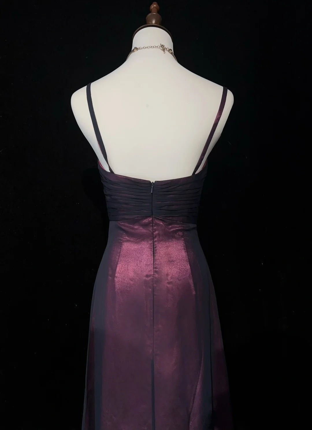 Vintage Prom Aesthetic Dresses A Line Spaghetti Strap Burgundy Black Chiffon Long Formal Dress N3016