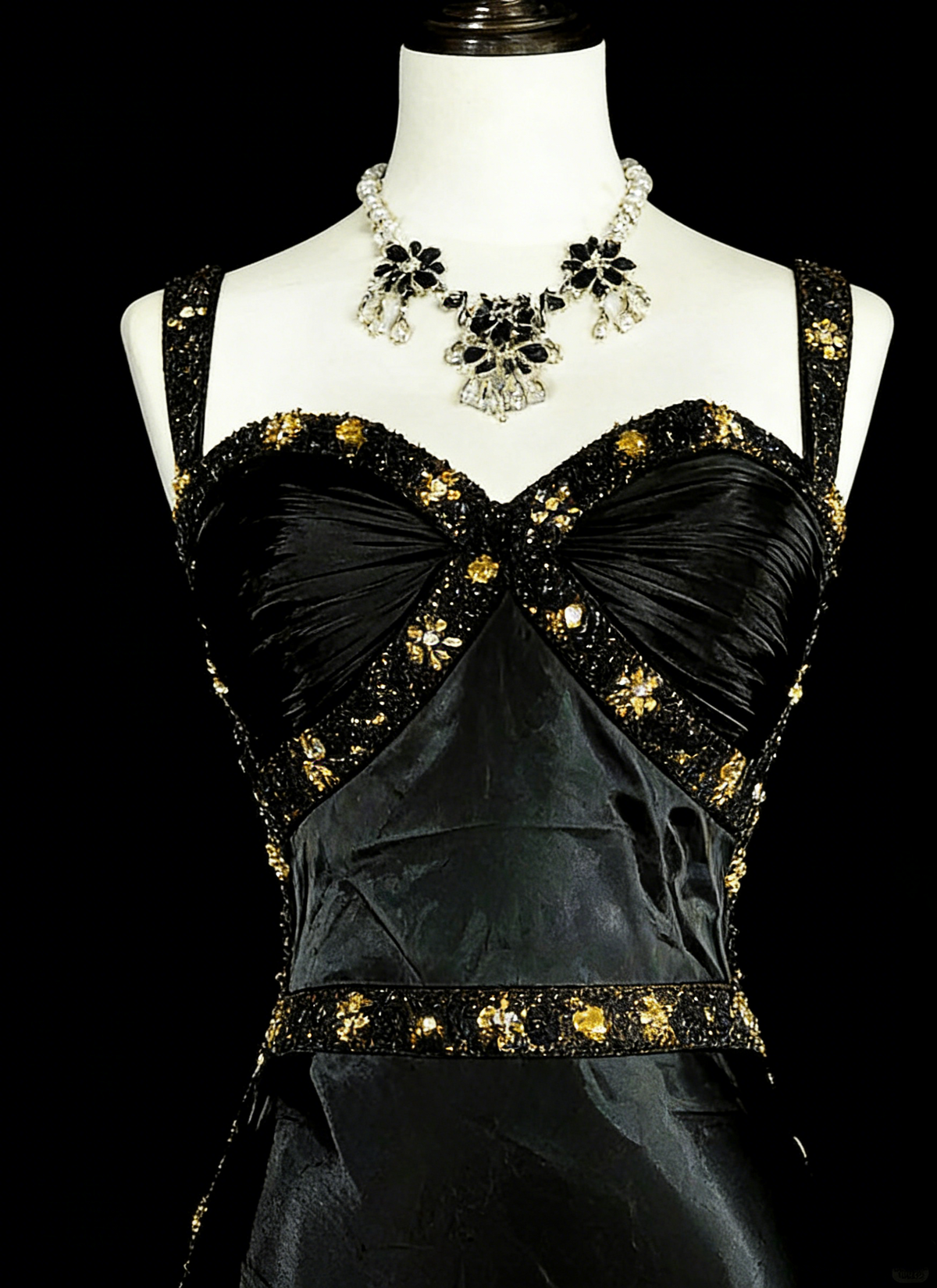 Vintage 1960s Mermaid Sweetheart Black With Straps Sleeveless Long Prom Formal Dresses N1591