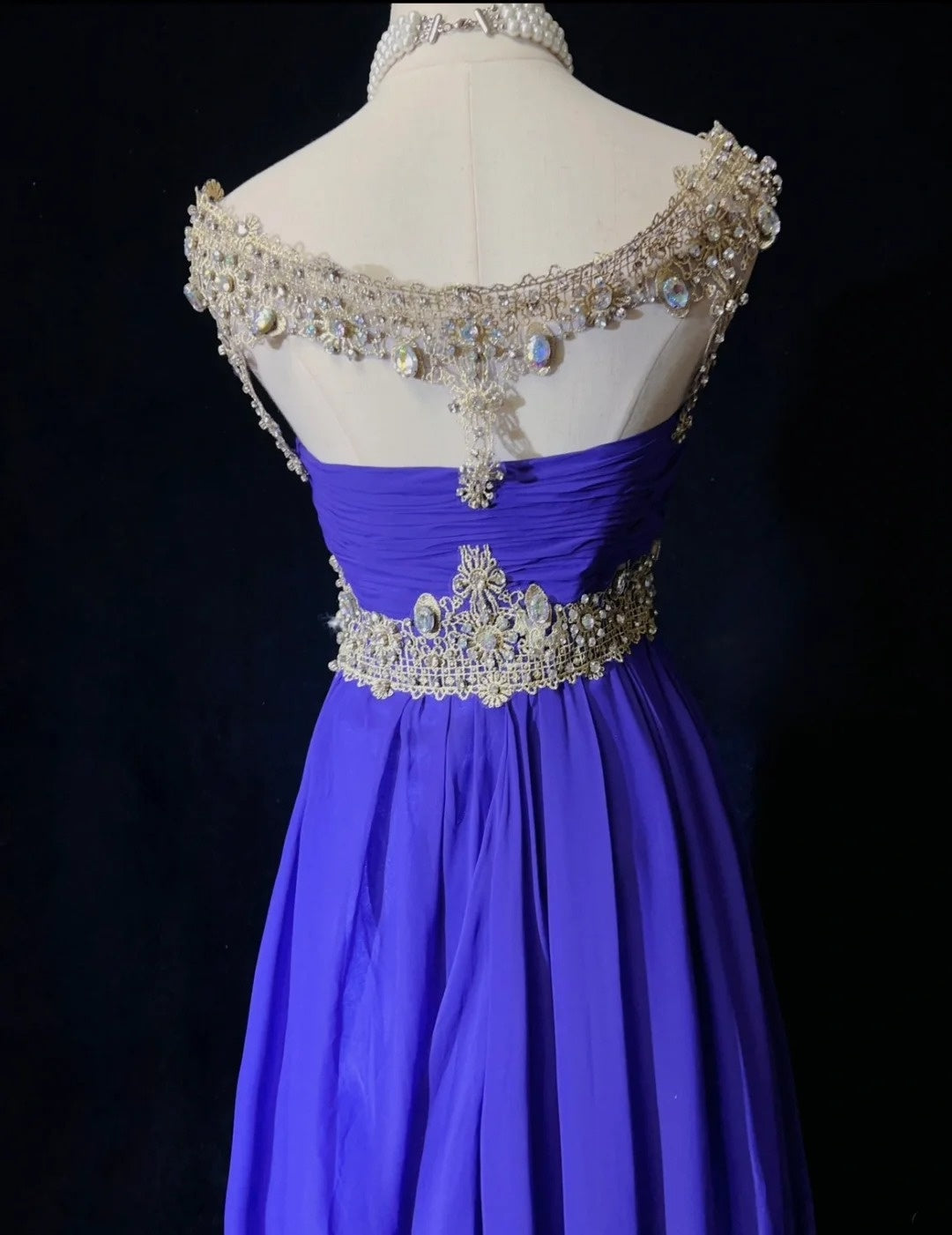 Modest Prom Dresses A Line Purple Jewel Neck With Ruffled Beads Lace Long Formal Outfits N3700
