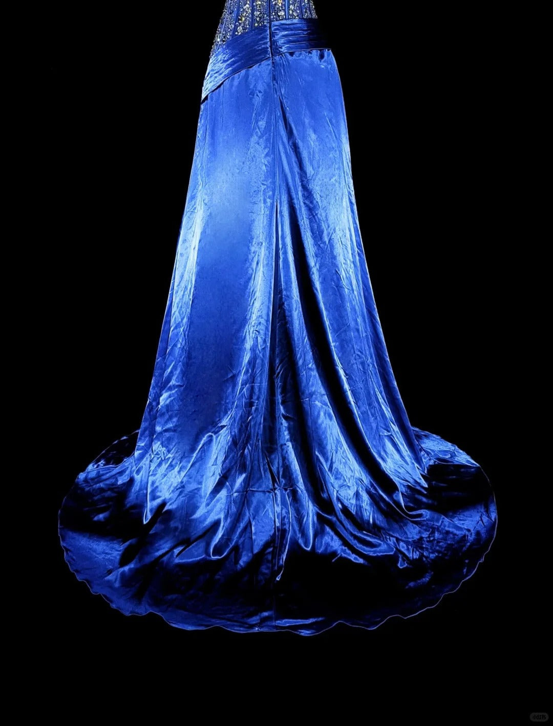 Vintage A line Sweetheart Royal Blue 70s Satin With Beadings Long Prom Gown Party Wear Dresses N1831
