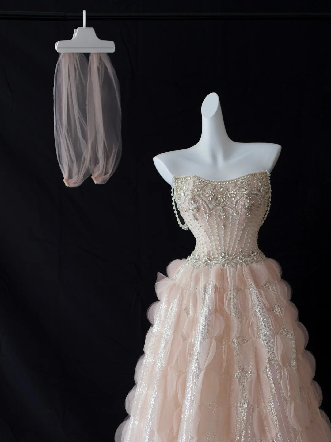 Beautiful Prom Dresses Ball Gown Sweetheart Tulle Blush Pink With Beads Long Formal Gown N2925