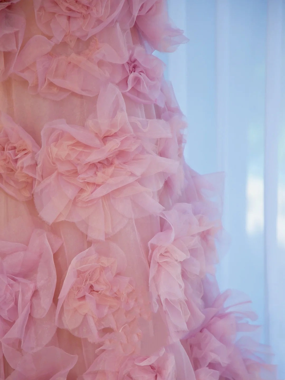 Elegant Ball Gown Strapless Pink Tulle Long Formal Dress 18th Birthday Prom Dresses N2849