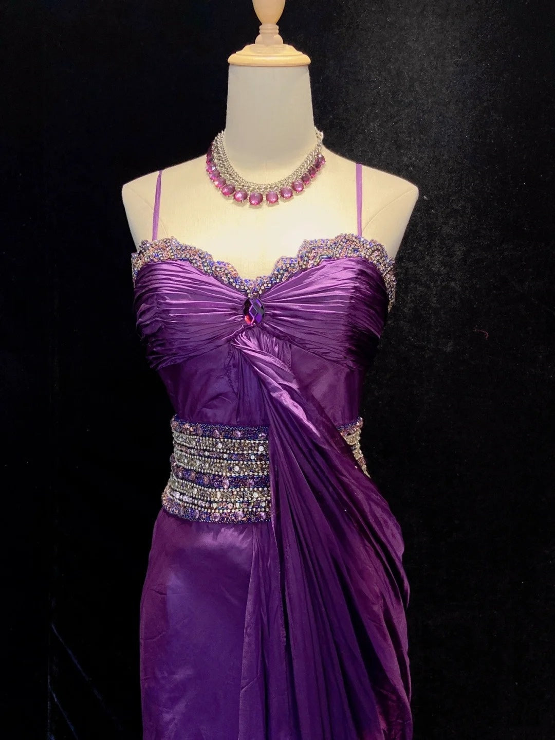 Vintage Prom Dresses Spaghetti Strap Mermaid Purple Chiffon With Beading Long Formal Evening Outfits N3866
