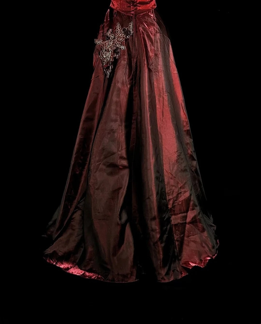 Vintage A line Scoop Burgundy Satin 80s Evening Gowns Formal Birthday Dress Long Prom Dresses N1758