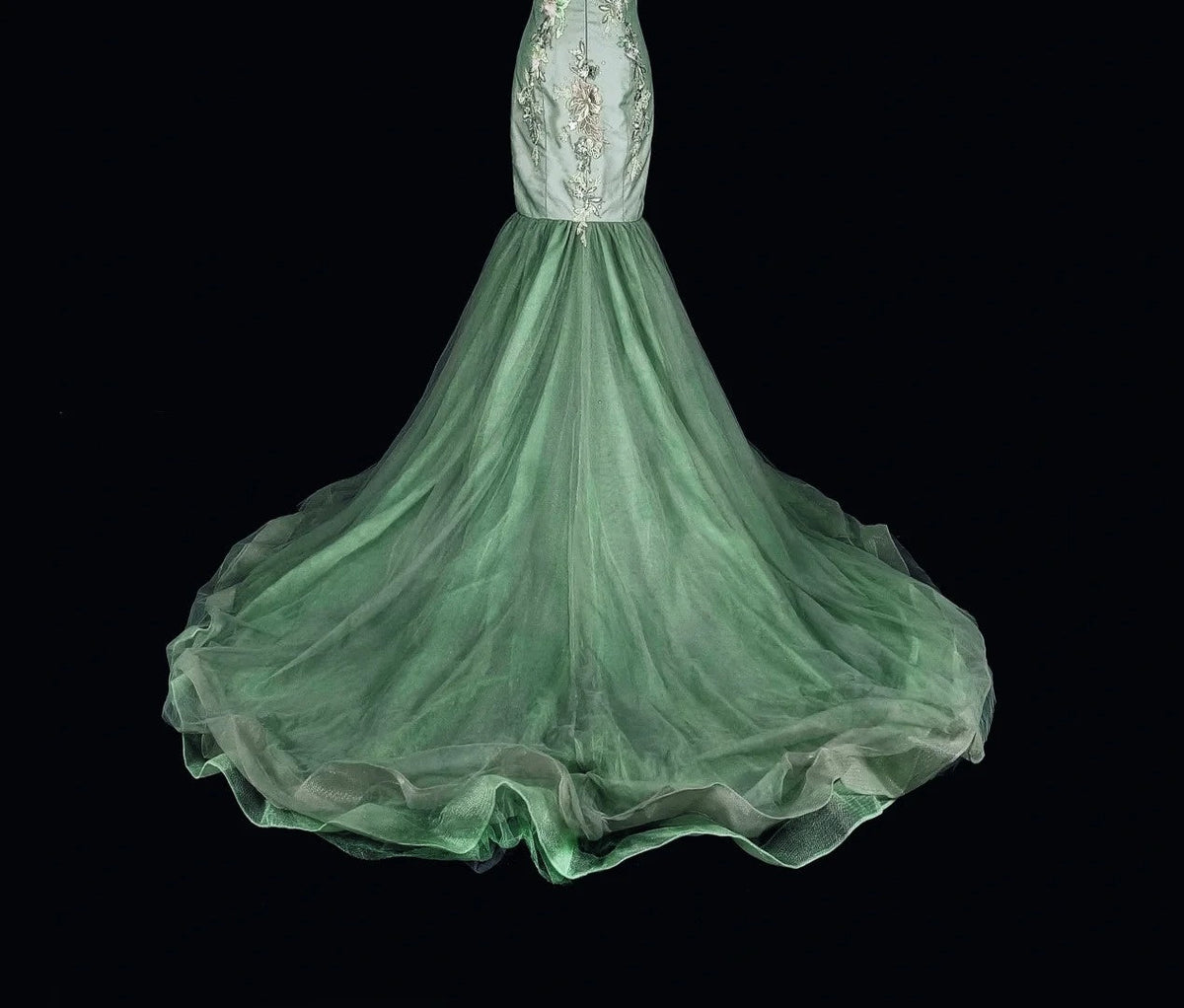 Vintage Mermaid Off The Shoulder Sage Green 70s Lace Long Prom Gown Party Wear Dresses N1836