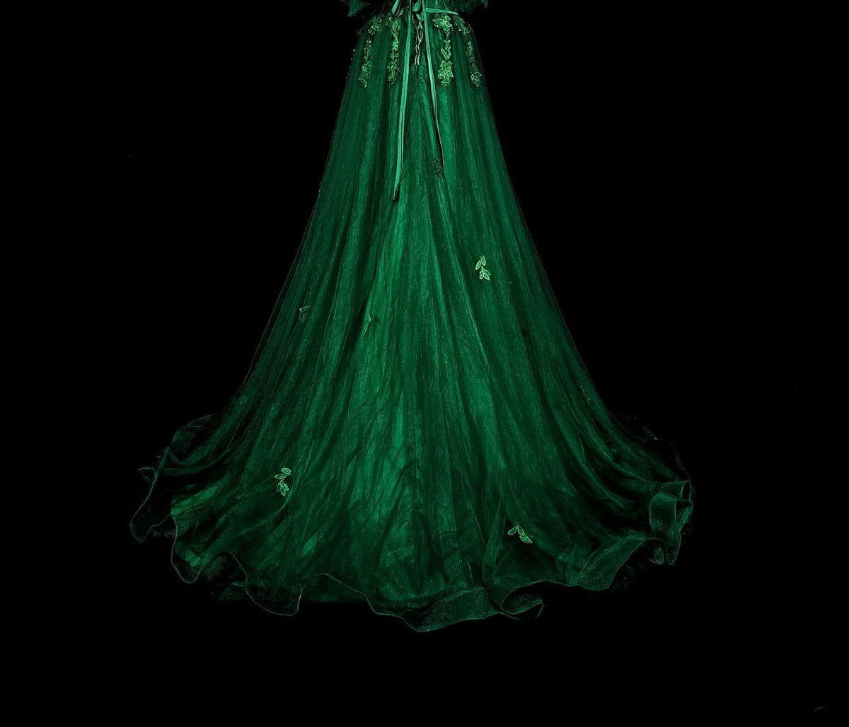 Vintage A line Spaghetti Strap Dark Green With Lace Beadings Long Prom Gown Party Wear Fashion Dresses N1827