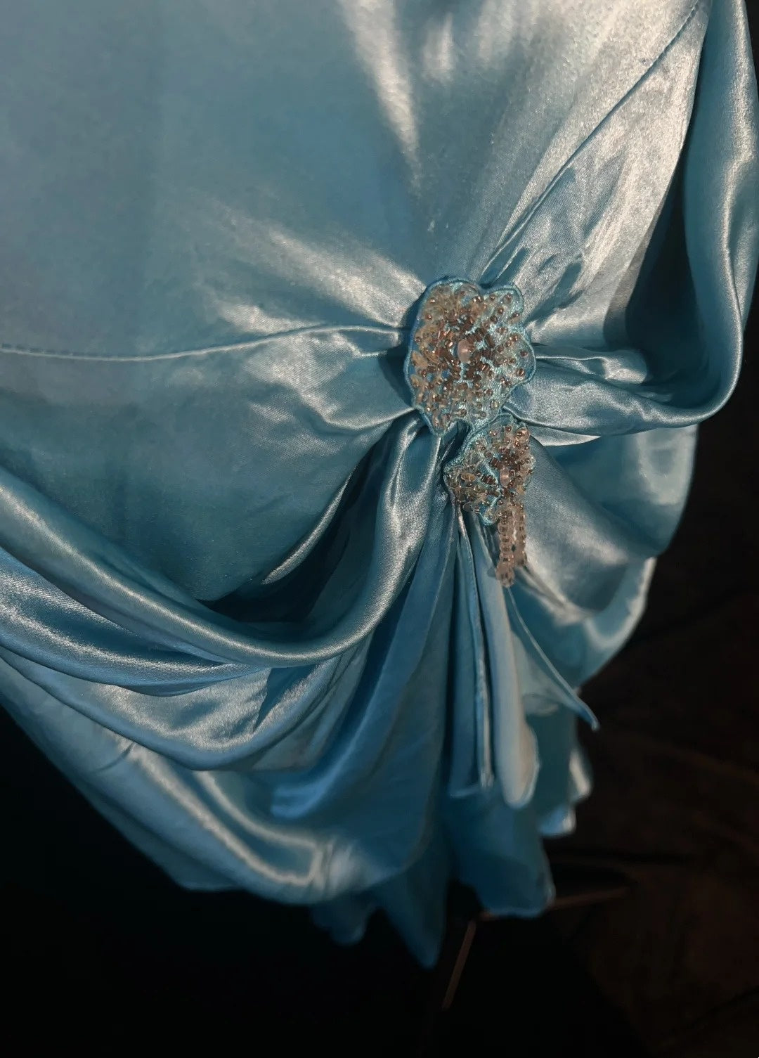 Modest Prom Dresses Mermaid Halter Blue Satin Sleeveless With Ruffled Formal Evening Dress N3828