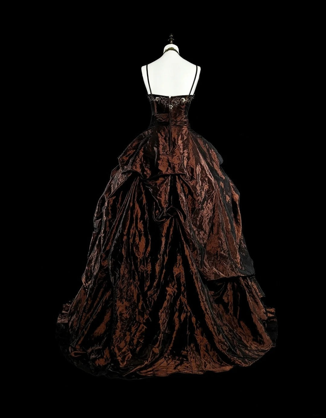 Vintage 1780s Ball Gown Spaghetti Straps Sleeveless With Beadings Long Prom Dresses N1603