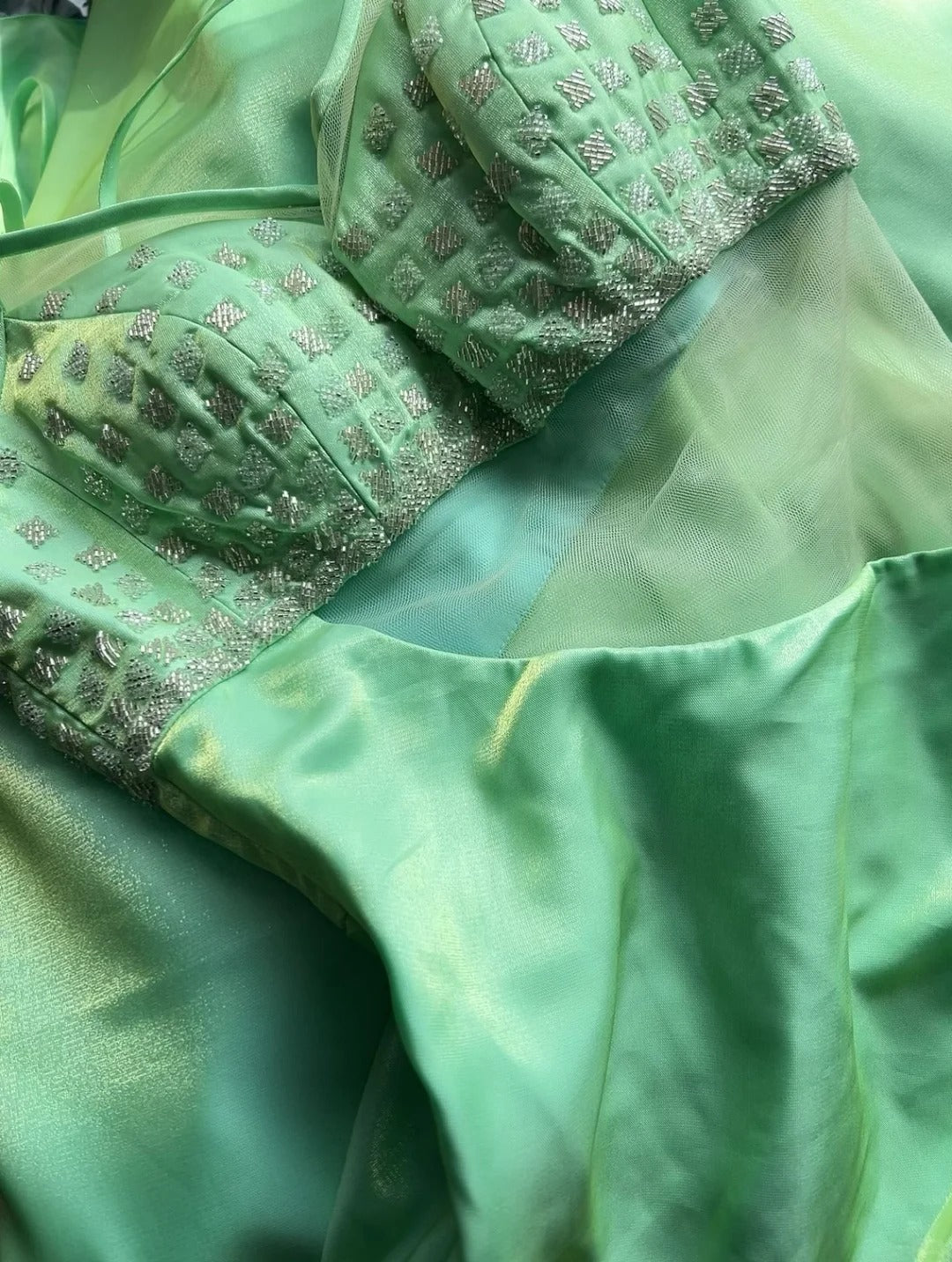 Gothic Glam Prom Dresses Mermaid Spaghetti Strap Mint Green Sleeveless With Beaded Semi Formal Evening Dress N3801