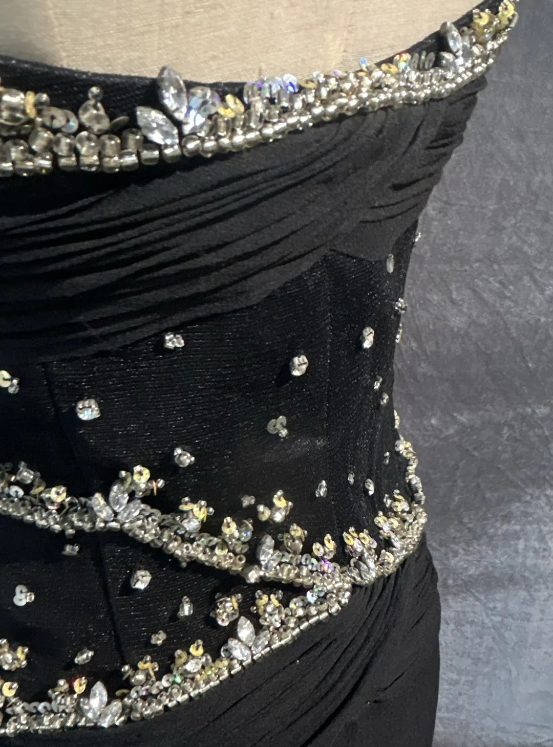 Modest Prom Dresses Mermaid Spaghetti Strap Black Tie Chiffon With Beading Formal Evening Dress N3857