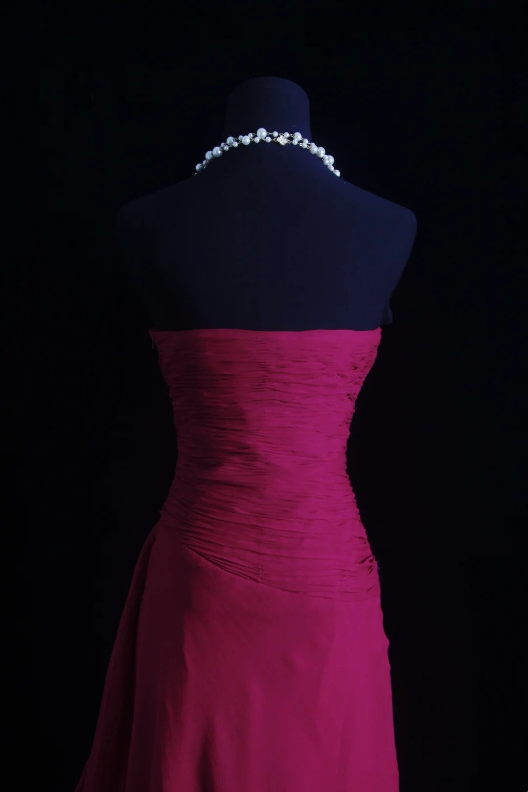 Beautiful Prom Dresses A line Strapless Hot Pink Chiffon Long Evening Outfits N3436