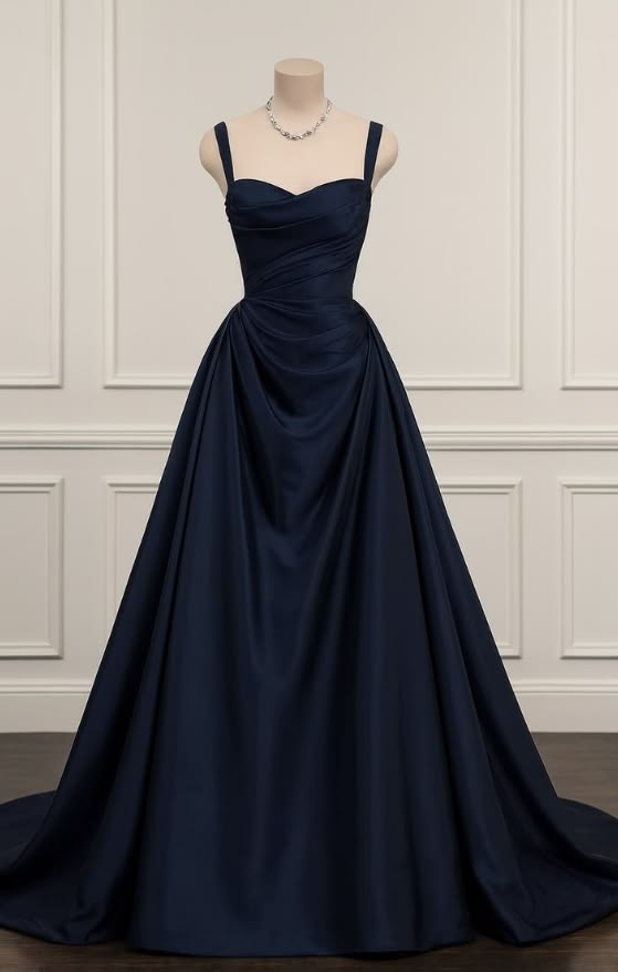 Navy Prom Dress Blue Square Neck Formal Dress Long Prom Gown Party Wear Dresses N1852