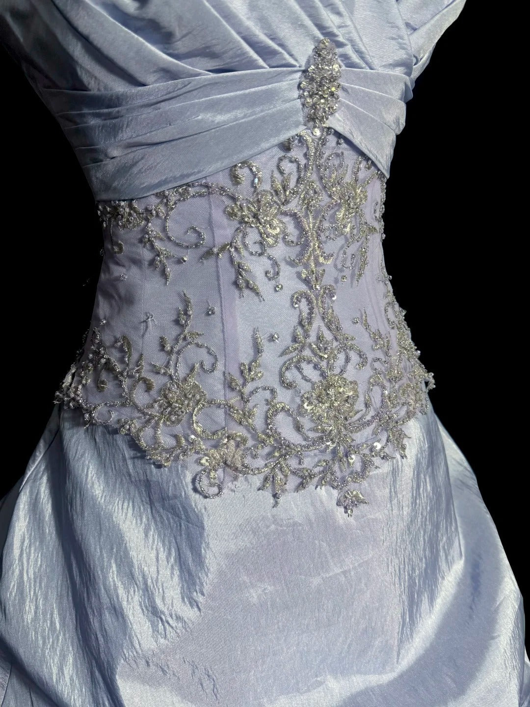 Vintage Prom Dresses Ball Gown Sweetheart Light Lilac Taffeta 80s With Lace Long Formal Evening Outfits N3895