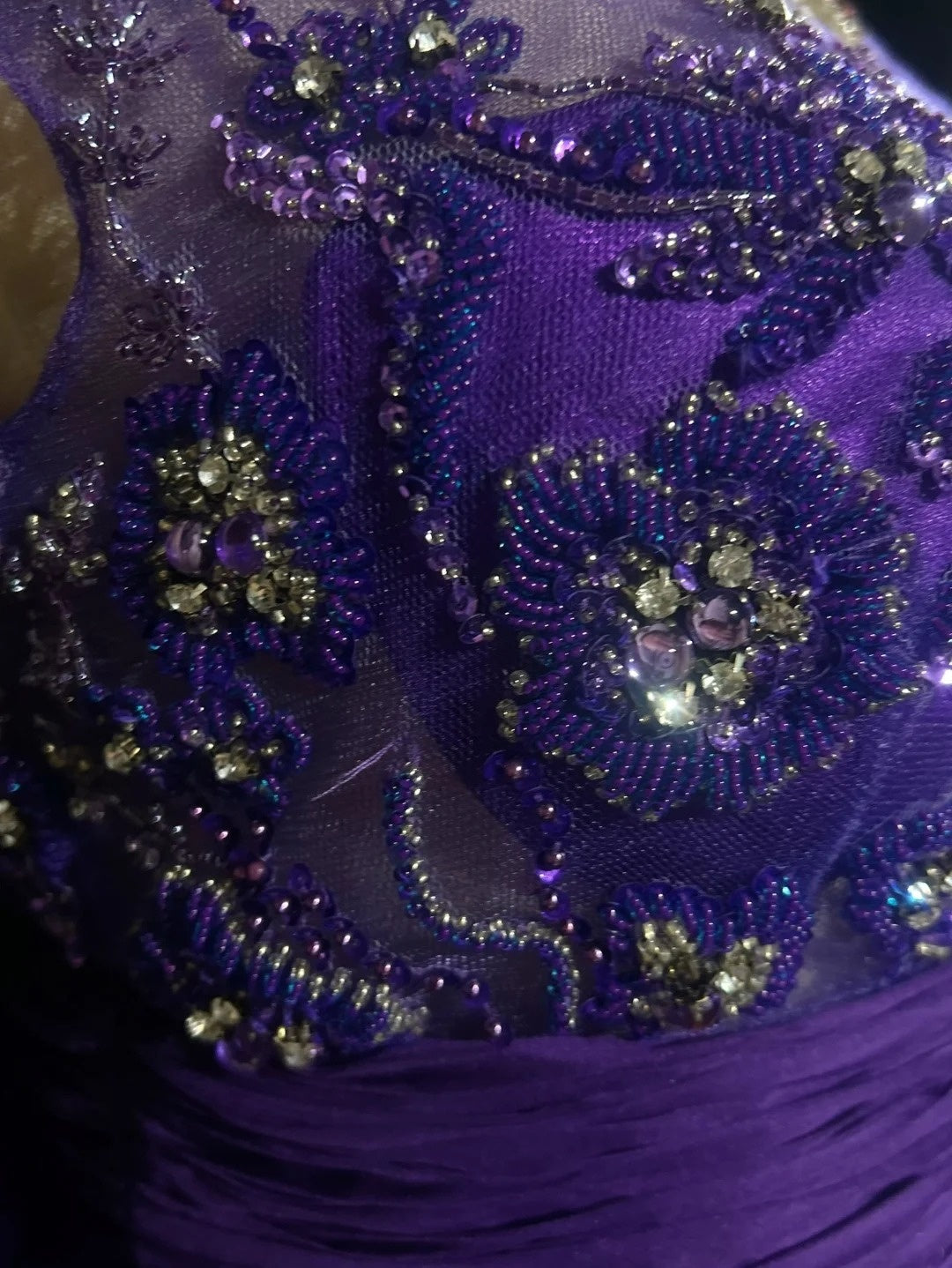 Vintage Prom Dresses A Line Bateau Purple Chiffon 80s With Beading Long Formal Evening Outfits N3899