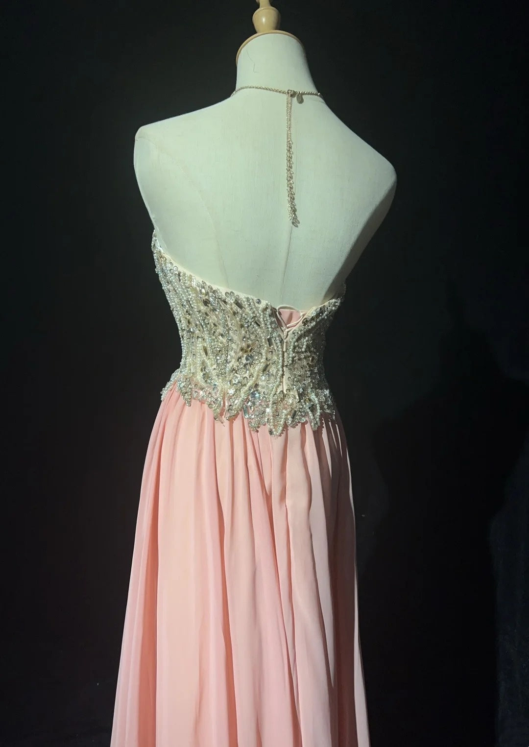 Vintage Prom Aesthetic Dresses A Line Sweetheart Blush Pink Chiffon With Beading Long Formal Dress N3032