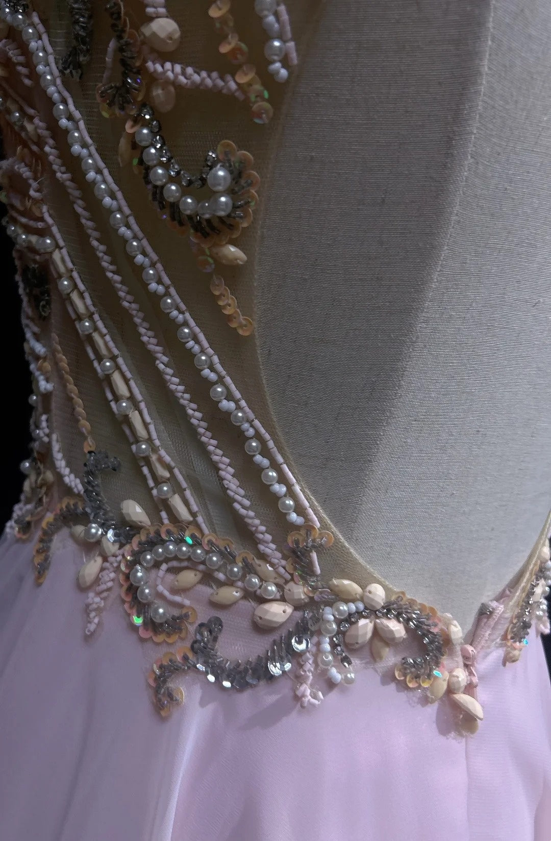 Vintage Prom Aesthetic Dresses A Line Jewel Pearl Pink Chiffon With Beading Long Formal Dress N3033