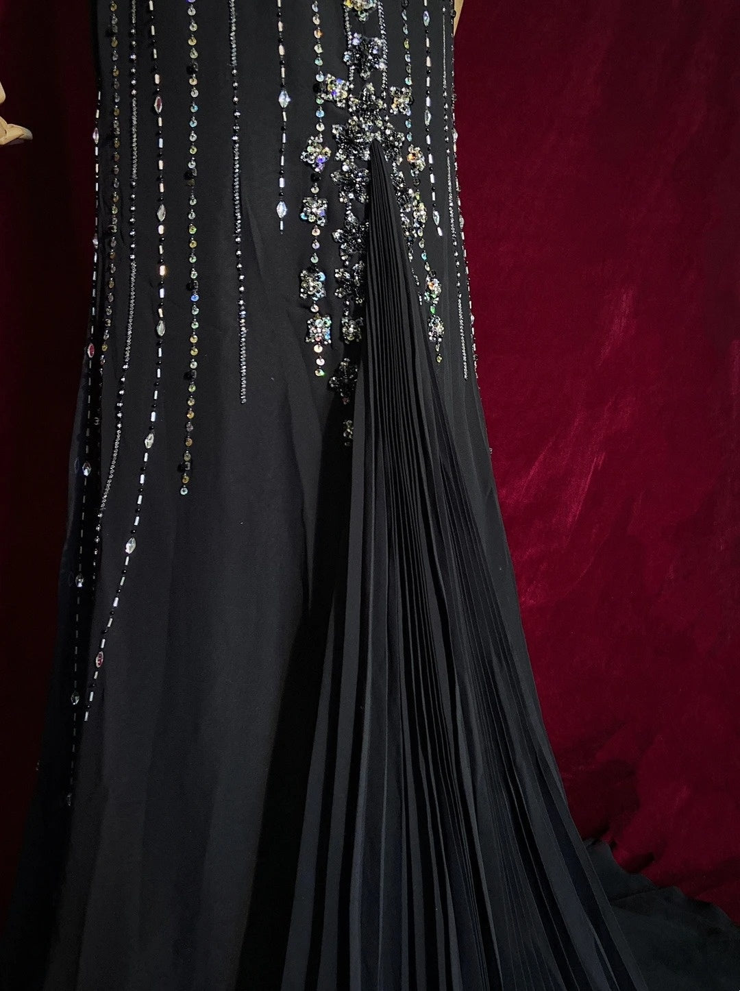 Vintage Prom Dresses 90s Mermaid Spaghetti Strap Black Tie With Silver Beading Long Semi Formal Evening Dress N3666