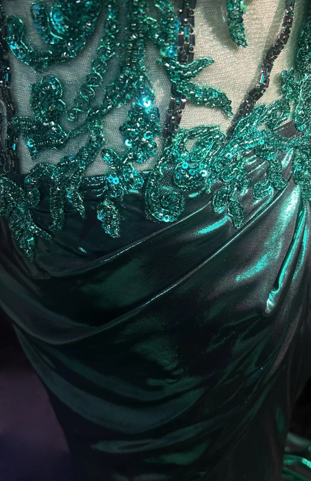 Modest Prom Dresses Inspo Mermaid Off The Shoulder Dark Emerald Green Slit Lace 80s Long Formal Gowns N3389