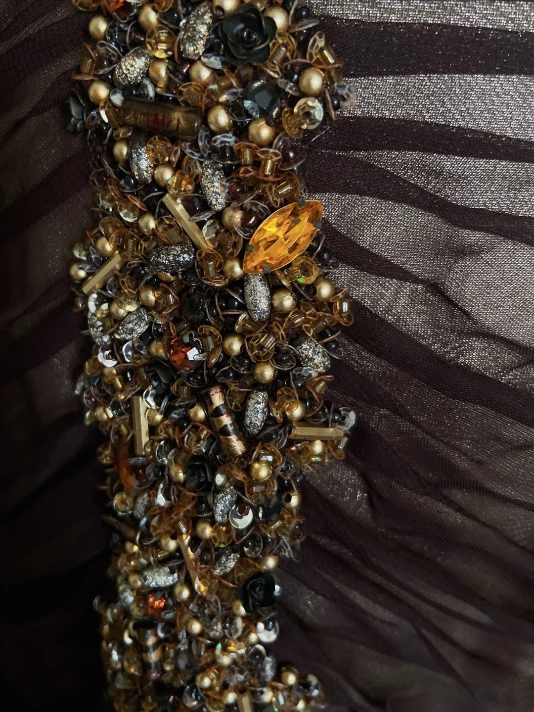 Vintage Prom Dresses Inspo Mermaid V Neck Brown Satin Long 1990s With Beading Formal Gowns N3352