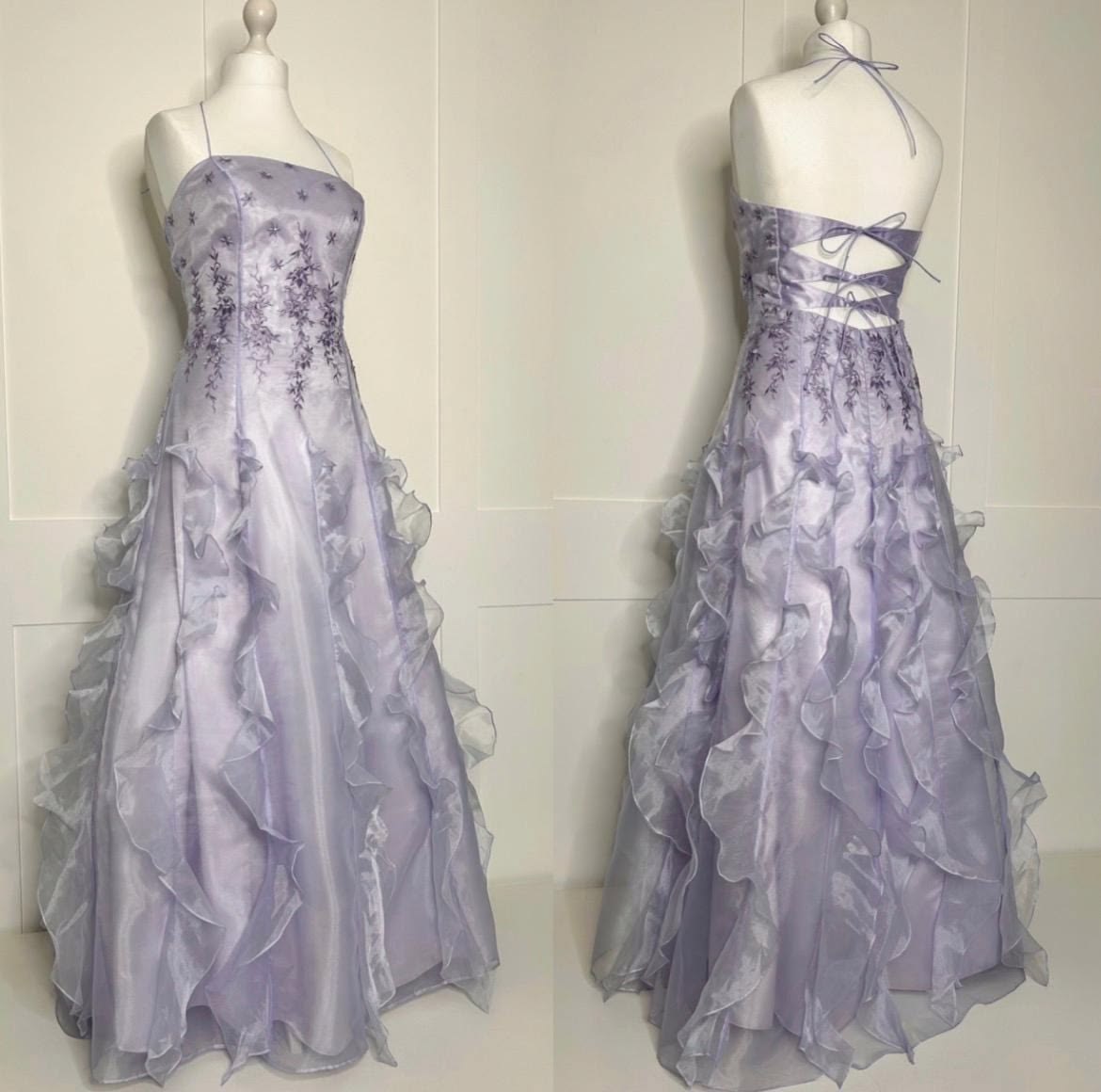 Vintage Ball Gown 2000s Spaghetti Strap Lilac With Ruffles Formal Dress Long Prom Dresses N2671