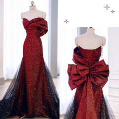 Sexy Special Occasion Dress Mermaid Sweetheart Red Black Tulle Prom Dresses With Pleated Party Dress Long Evening Dresses AB2105