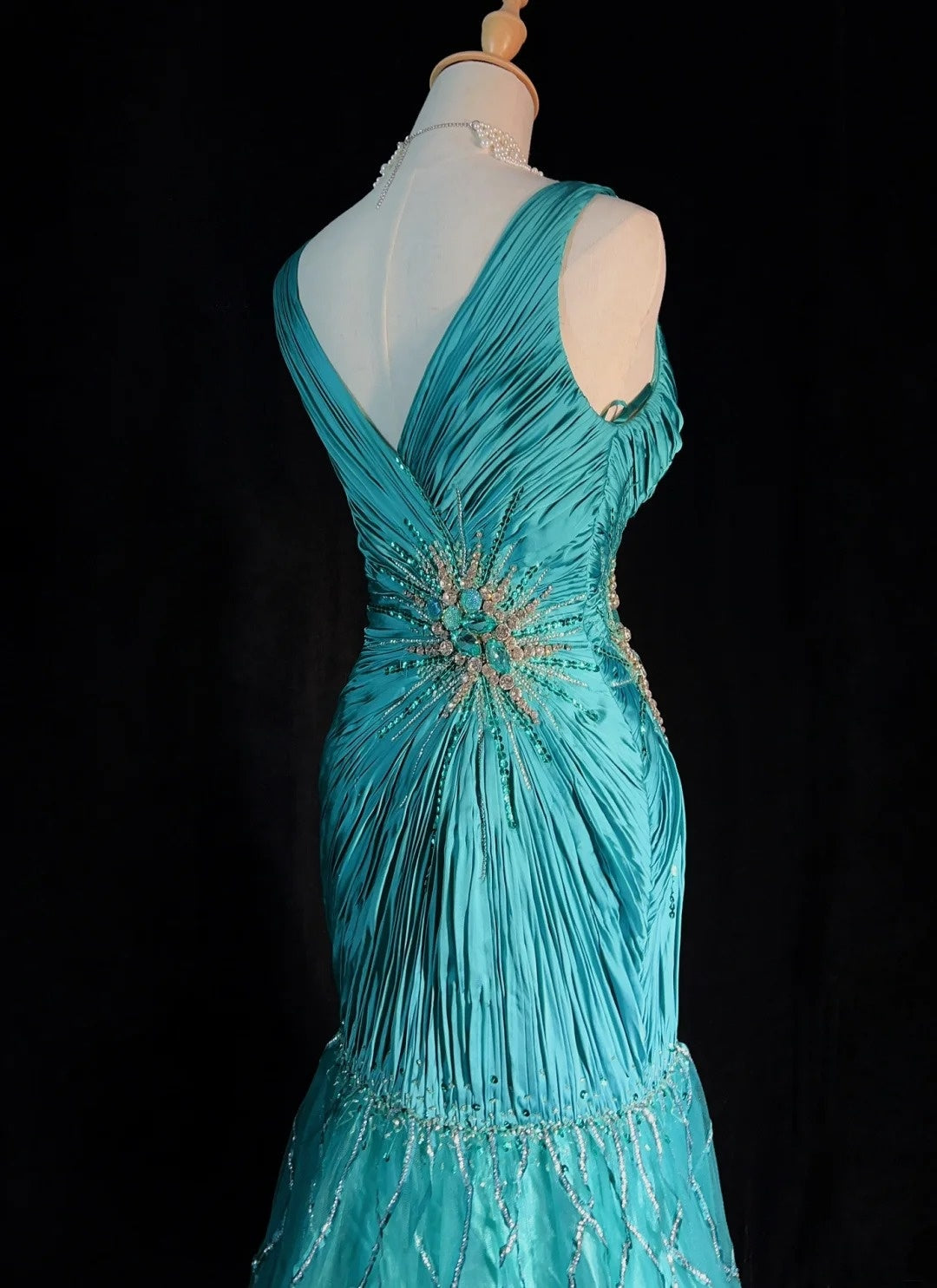 Modest Prom Dresses Inspo Mermaid V Neck Blue With Ruffled Beading For Women Formal Dress N3234