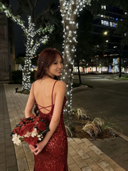 Elegant Mermaid V Neck Burgundy With Sequins Long Formal Fancy Evening Dress Dinner Outfits Classy Party Gowns AB2053