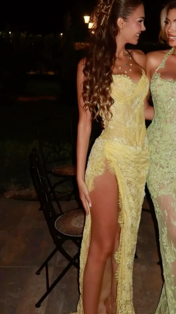 Modest Senior Prom Dresses High Schools Inspiration Mermaid Sweetheart Yellow Lace With Slit Semi Formal Grad Long Prom Dress For Teens AB2109