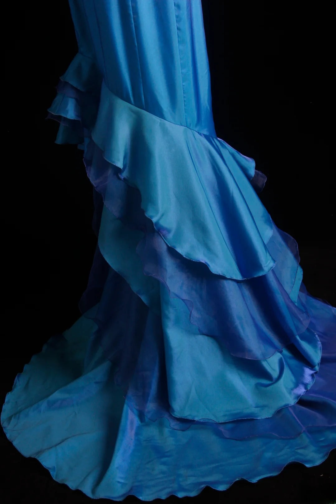 Vintage Prom Dresses 90s Formal Mermaid Spaghetti Straps Blue Chiffon Long Party Gowns Prom Dresses AS013