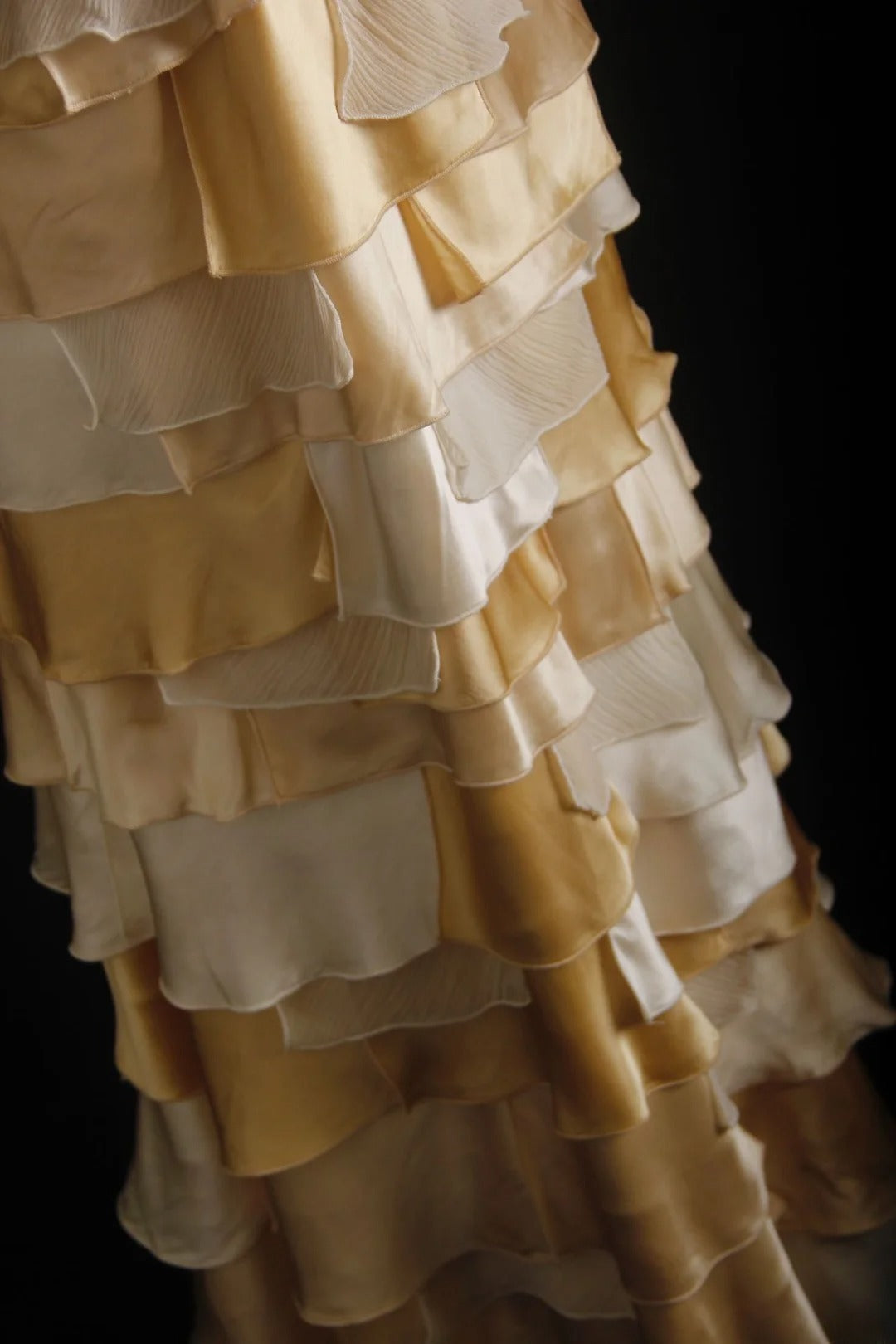 Vintage Prom Dresses 90s Formal A line Halter Gold Tiered With Beadings Long Party Gowns Prom Dresses AS025