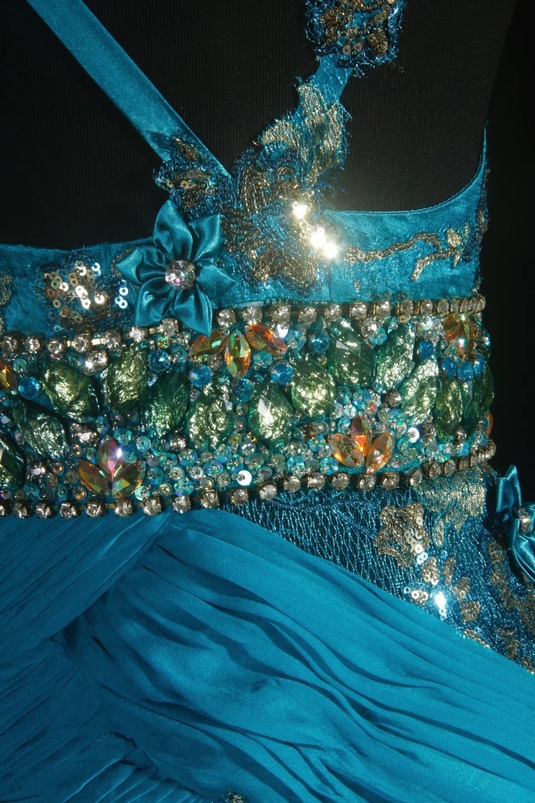 Vintage Prom Dresses 90s Formal Mermaid Spaghetti Straps Blue Chiffon With Beadings Long Party Gowns Prom Dresses AS041