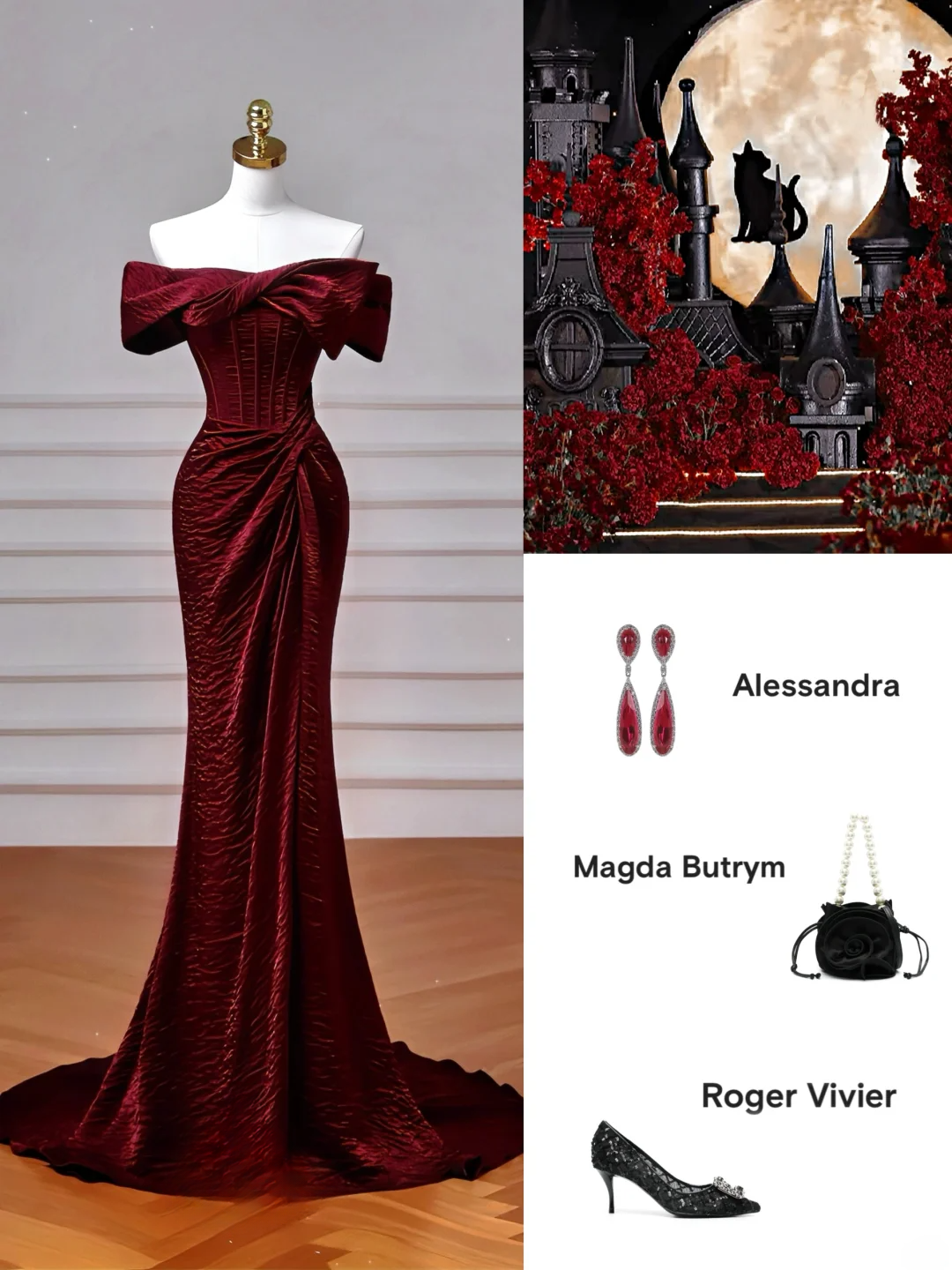 Simple Mermaid Off The Shoulder Burgundy With Sleeves Long Formal Prom Dresses Night Outfits Party Gowns AQ062
