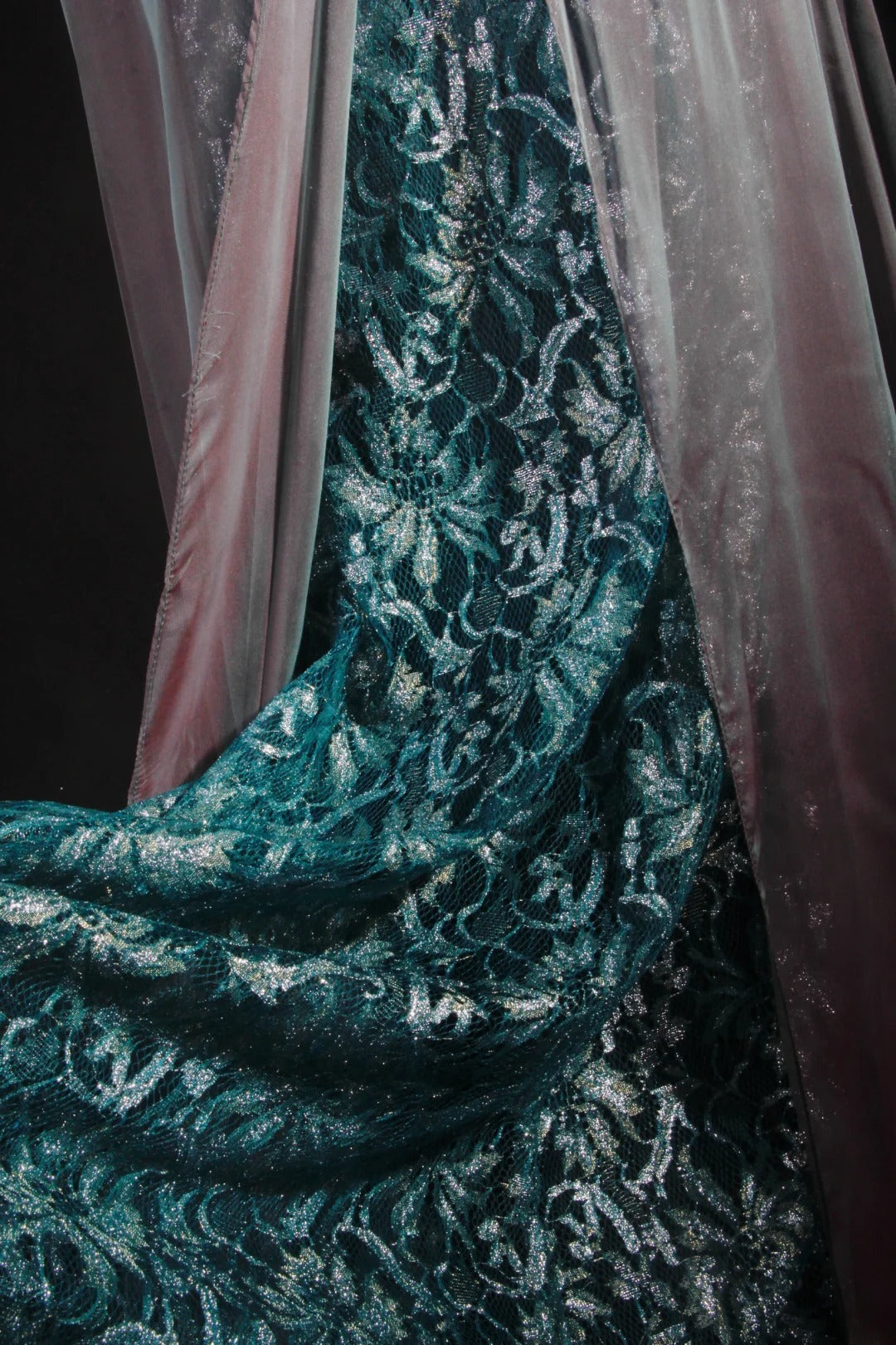 Vintage 1950s Formal A Line Spaghetti Strap Green Lace Chiffon With Beads Sleeveless Long Prom Dresses Party Formal Gowns AS084