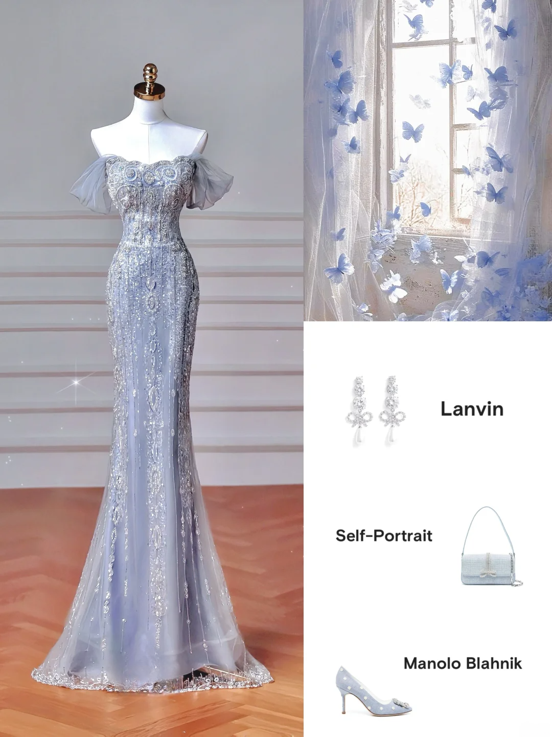 Sparkly Mermaid Strapless Light Blue Sequins With Sleeves Long Formal Fancy Prom Evening Dress Dinner Outfits Party Gowns AQ108