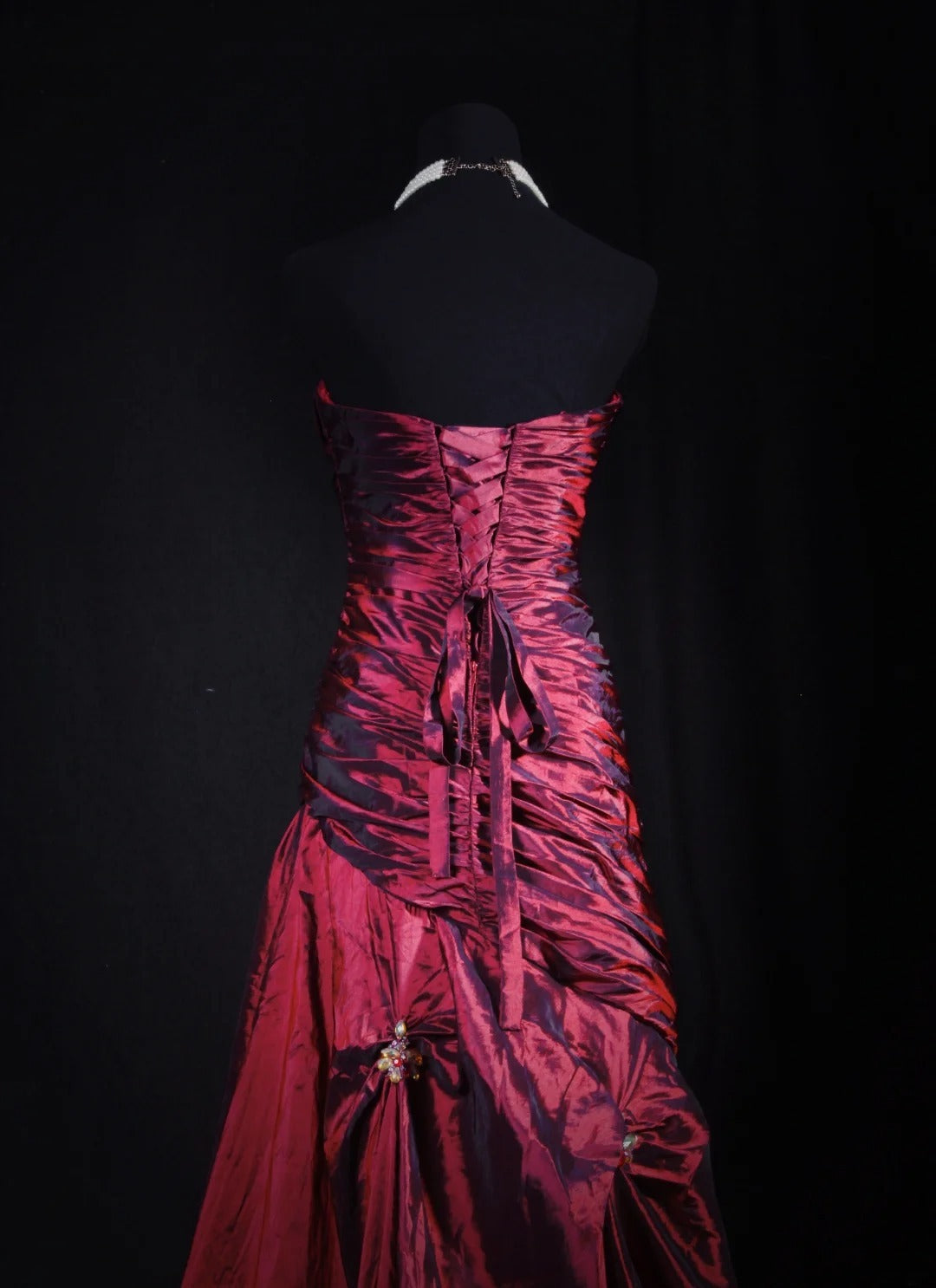 Vintage 50s 1950s Formal Mermaid Sweetheart Burgundy Wine Red Pleated With Beaded Style Impress Long Prom Dresses Party Formal Gowns AS153