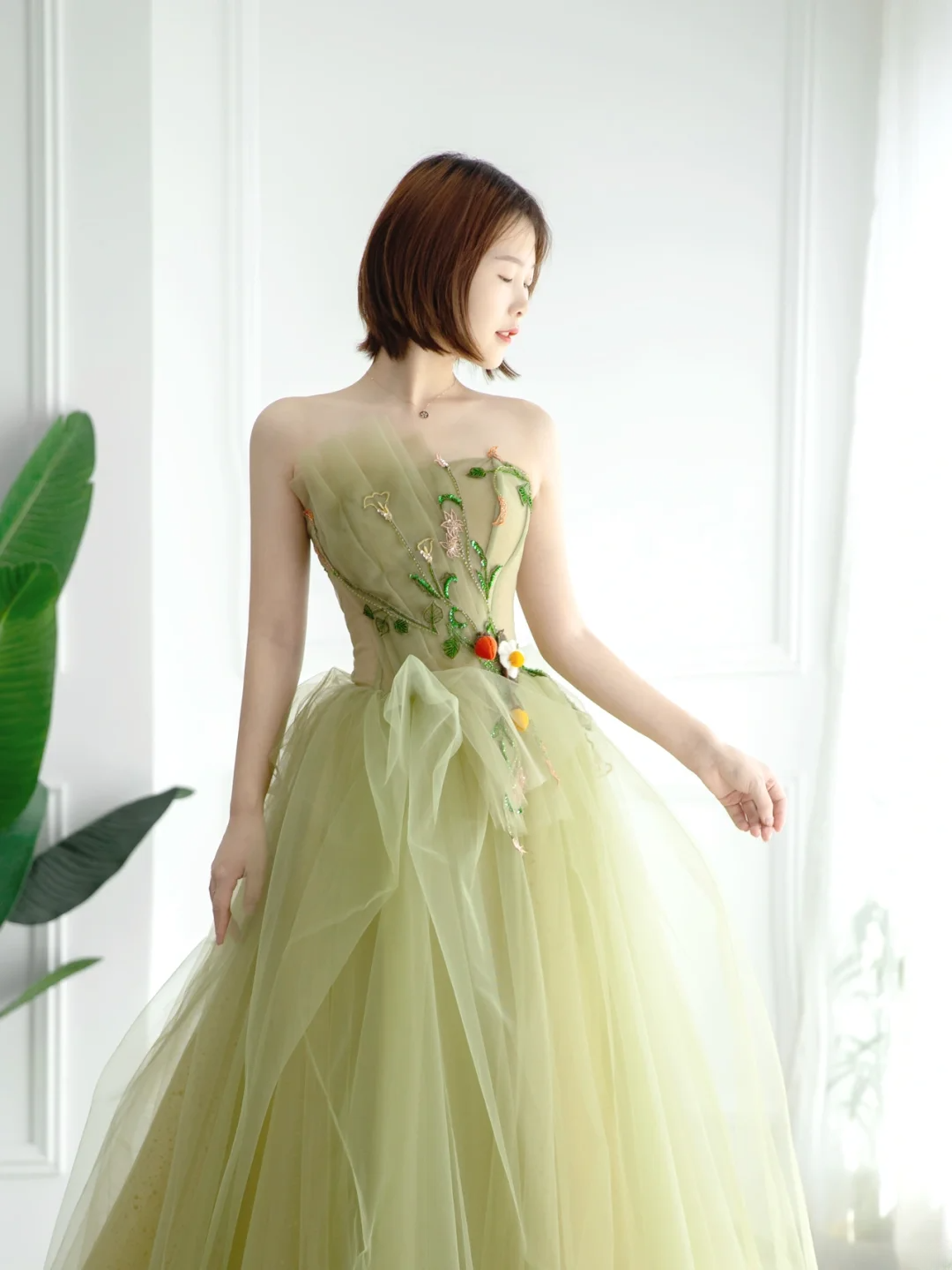 Simple Ball Gown Strapless Sage Green Tulle Long Formal Prom Dresses Dance Night Outfits Evening Birthday Outfit AS171