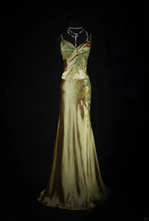 Chic Mermaid Spaghetti Straps Green Satin With Beads Sequins Long Formal Fancy Prom Dresses Dinner Night Outfits Party Gowns For Teens AB2186