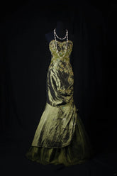 Vintage Style Mermaid Sweetheart 1950s Olive Green Taffeta With Beads Long Formal Fancy Prom Dresses Night Outfits Party Gowns AS211