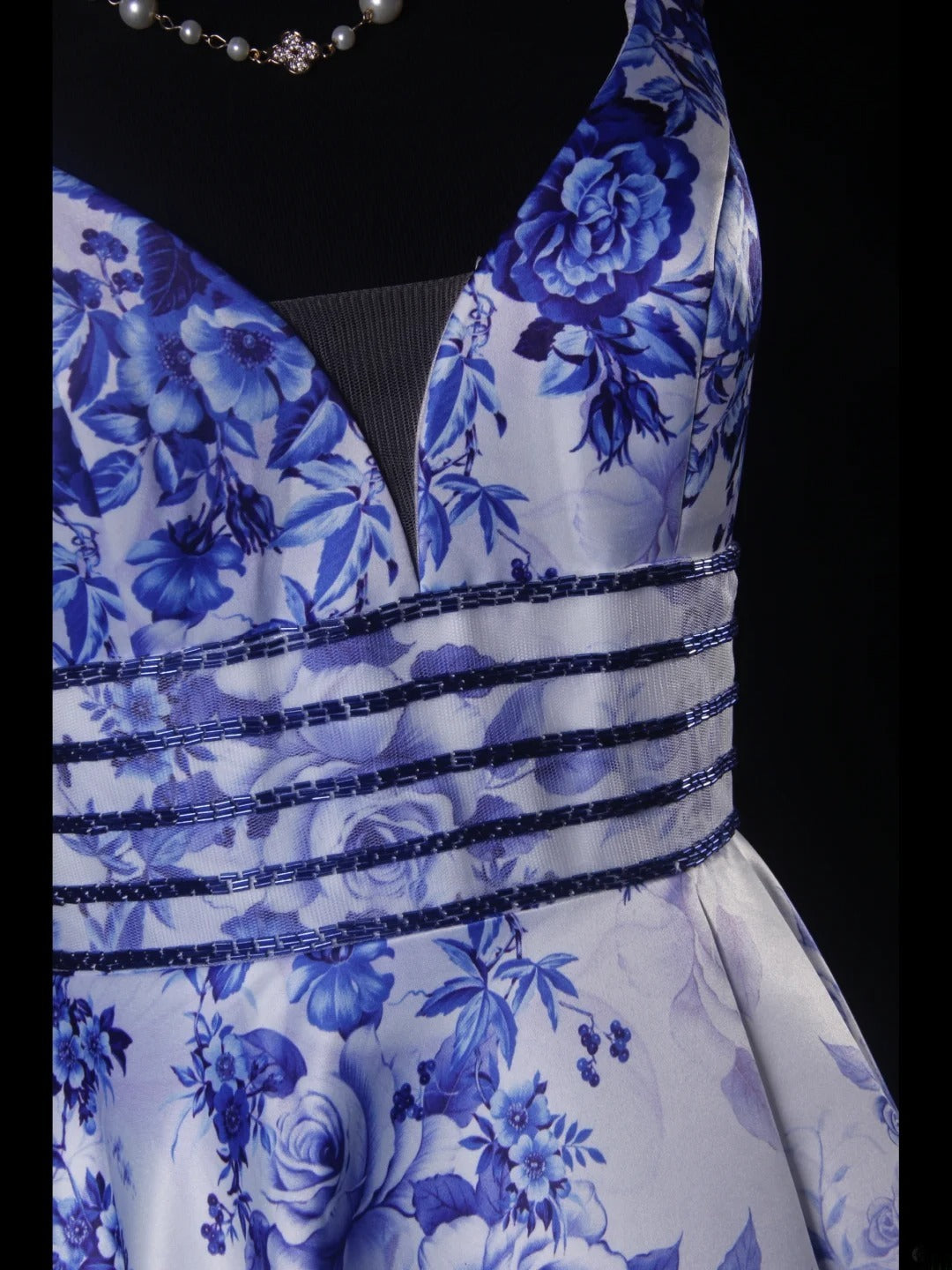 Vintage A line Spaghetti Straps Floral Royal Blue Satin Long Formal Old 1950s Prom Dresses Night Outfits Party Gowns AS222
