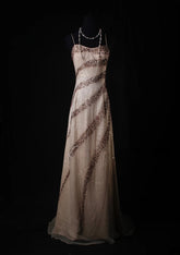 Vintage A line Spaghetti Straps Champagne Chiffon Long Formal Old 1950s Prom Dresses Night Outfits Party Gowns AS223