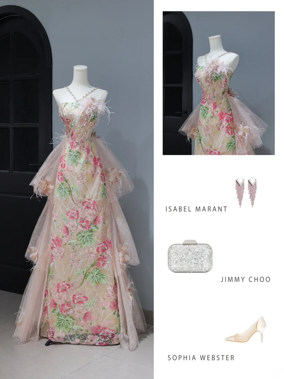 Cute Prom Dresses Aesthetic A Line Halter Sequin Pink Floral Inspiration Style Impress Corset Fitted Long Party Formal Gown AS397