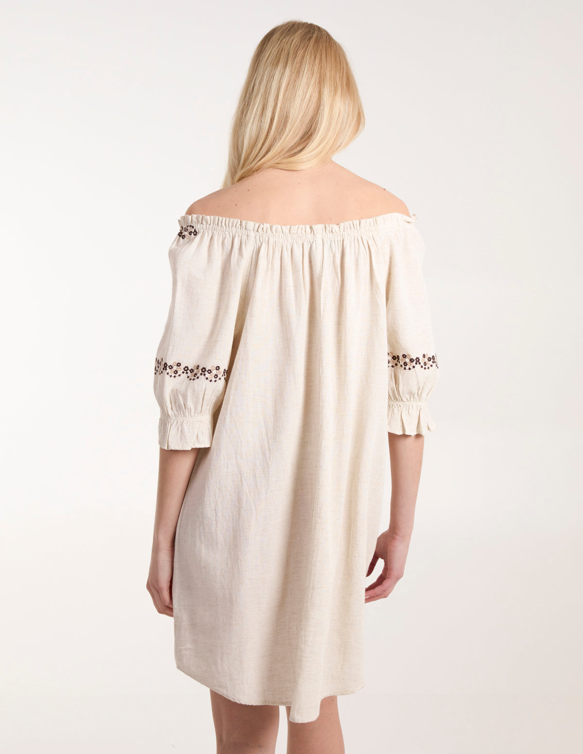 Embroidered Detailing Bardot Tunic Dress
