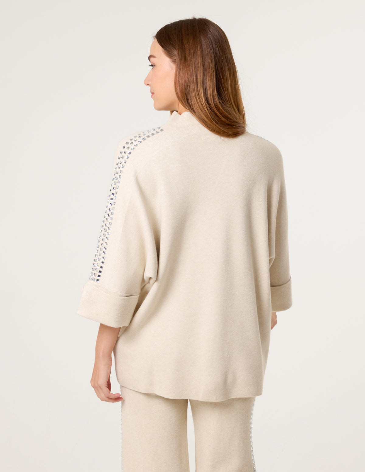 Square High Neck Rhinestone Jumper