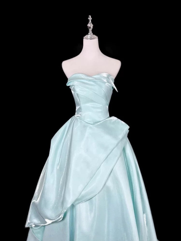 Cute Ball Gown Off The Shoulder Light Sky Blue Long Party Gowns Prom Dresses N2028