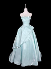 Cute Ball Gown Off The Shoulder Light Sky Blue Long Party Gowns Prom Dresses N2028