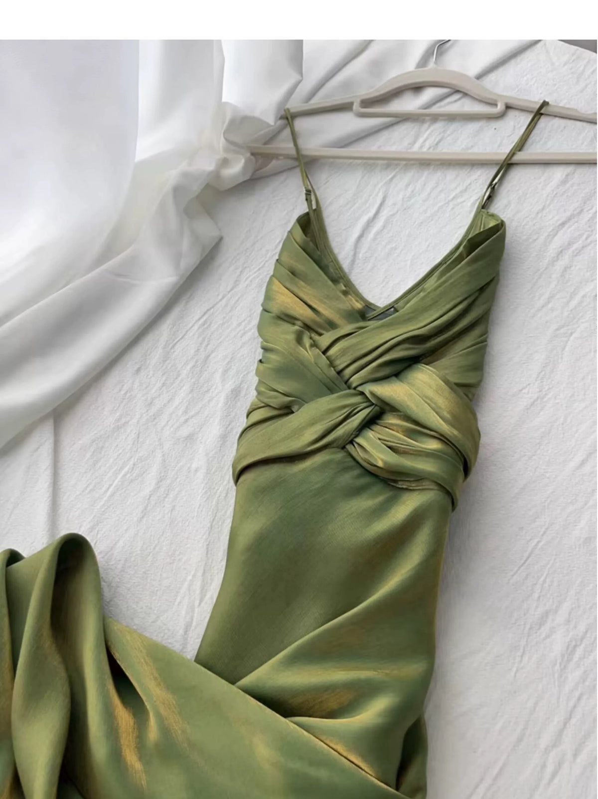Simple Mermaid Spaghetti Strap Green Summer Formal For Women Girls Teens Prom Dresses N2223