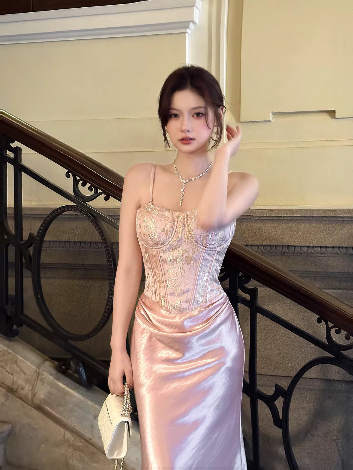 Modest Mermaid Spaghetti Straps Pink Ruffles Long Prom Dresses Wedding Guest Dress 20th Birthday Outfits AB2489